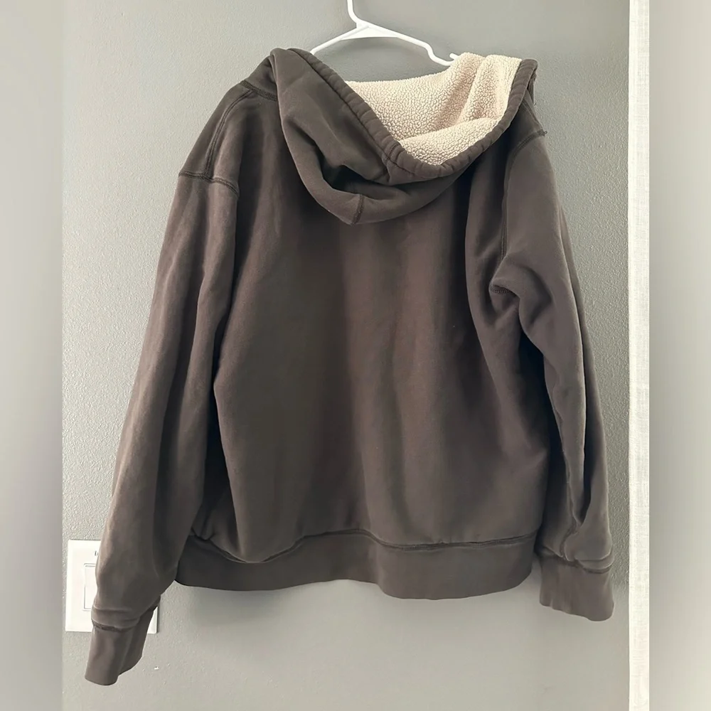 J.CREW Brown Sherpa-Lined Hoodie XL
